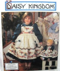 7304 Simplicity Daisy Kingdom DK EMPIRE FLARE DRESS, SLIP, PINAFORE, 17''  DOLL PATTERN 3-6; 5-8 choice uncut